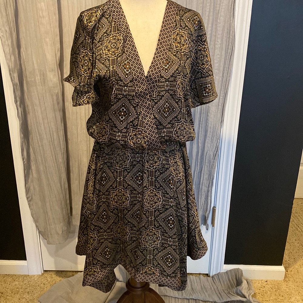 Michael Kors Hankerchief Dress, Bronze/Gold/Black Size Med.